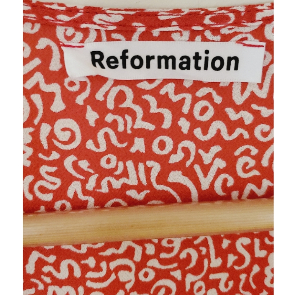 Reformation Monica Dress Red Scribble Size Small - Picture 4 of 13